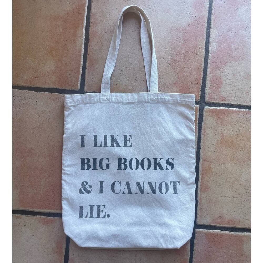 Library Books and Book Lover Tote - Natural Canvas Bag
